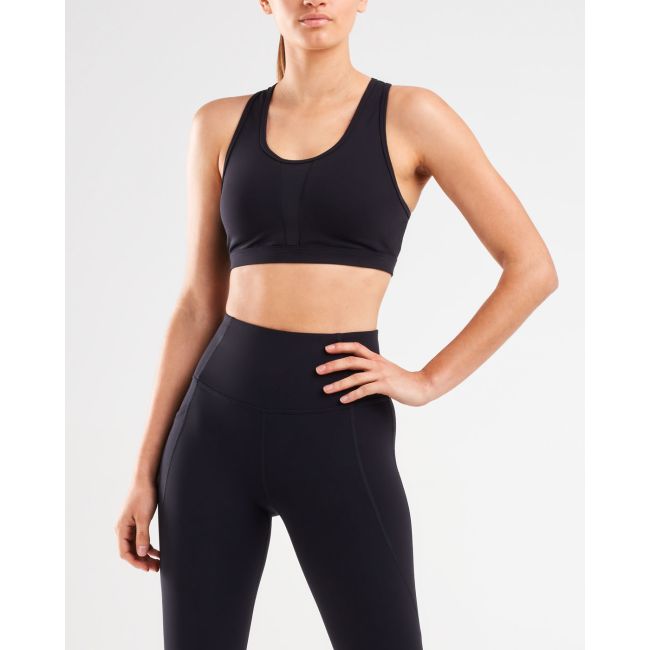 2XU - Bustiera sport pentru femei Perform Medium Impact Crop - negru argintiu