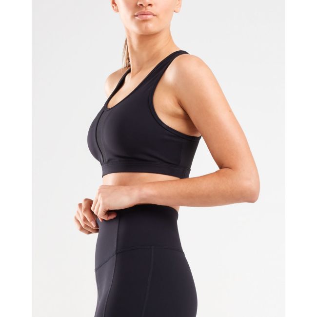 2XU - Bustiera sport pentru femei Perform Medium Impact Crop - negru argintiu