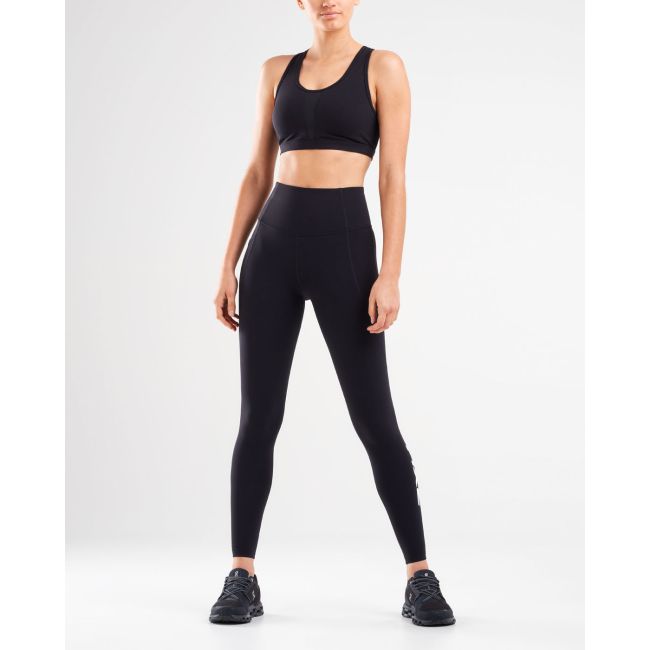 2XU - Bustiera sport pentru femei Perform Medium Impact Crop - negru argintiu