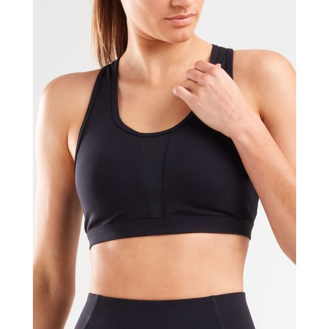 2XU - Bustiera sport pentru femei Perform Medium Impact Crop - negru argintiu