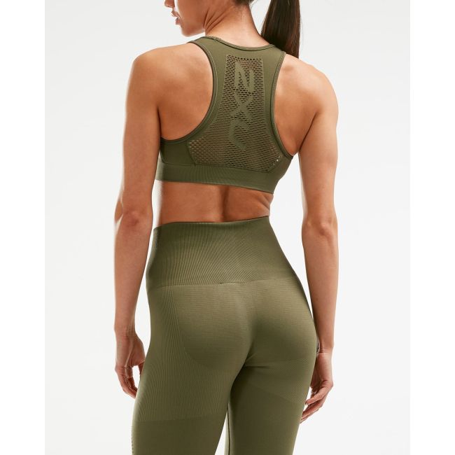 2XU - Bustiera sport pentru femei XCTRL Engineered Bra - verde army