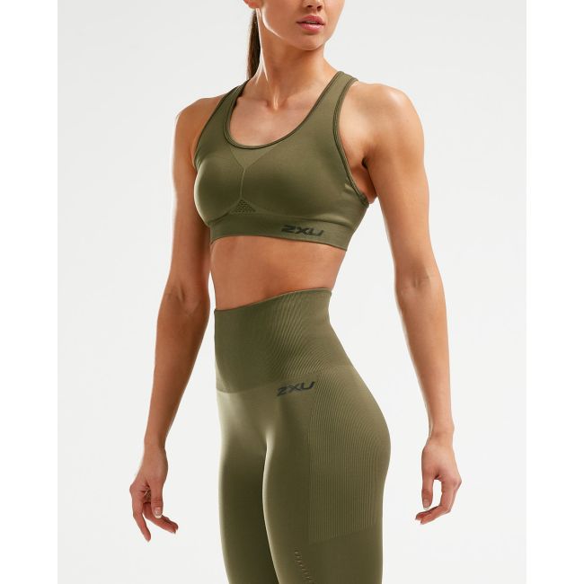 2XU - Bustiera sport pentru femei XCTRL Engineered Bra - verde army
