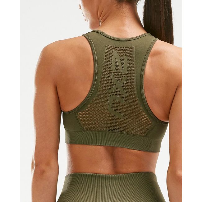2XU - Bustiera sport pentru femei XCTRL Engineered Bra - verde army