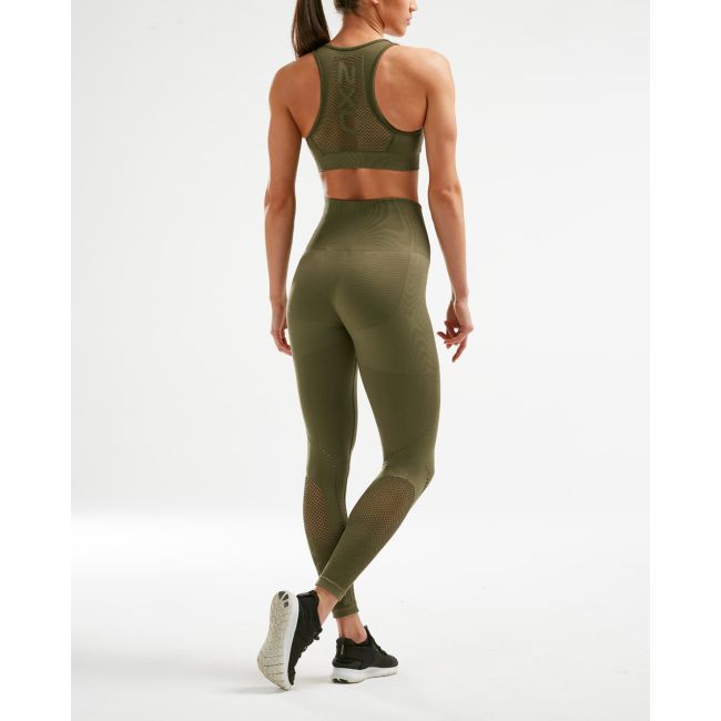 2XU - Bustiera sport pentru femei XCTRL Engineered Bra - verde army