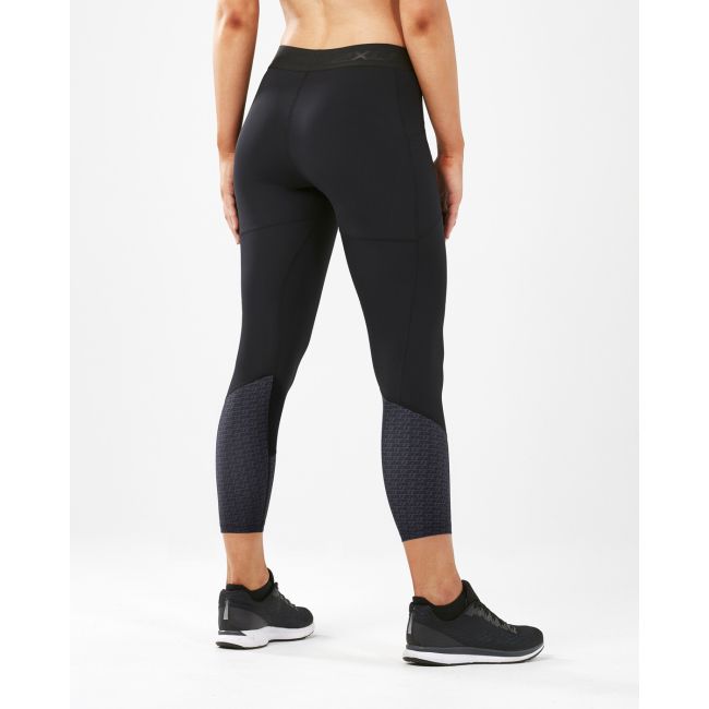 2XU - Colanti de compresie lungi 7/8 pentru femei (cu buzunar) Accelerate Comp 7/8 Tights with Storage - negru gri albastru