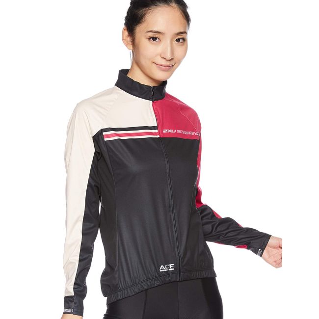 2XU - Jacheta ciclism waterproof pentru femei Aero Wind Defence Cycle Jacket - negru roz crem