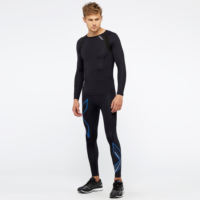 2XU - colanti compresie lungi pentru barbati Compression Ice X - negru albastru