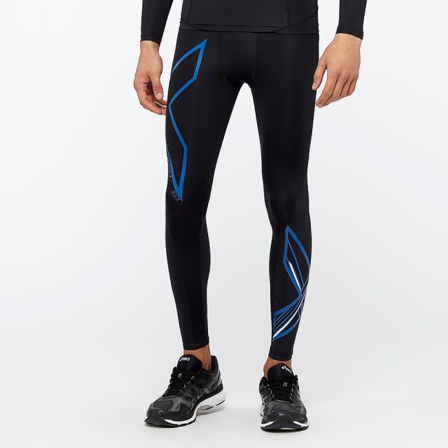 2XU - colanti compresie lungi pentru barbati Compression Ice X - negru albastru