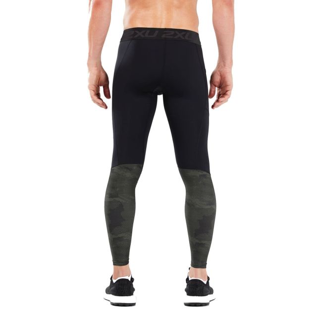 2XU - colanti lungi compresie pentru barbati cu buzunar Compression Accelerate Storage - negru verde asd