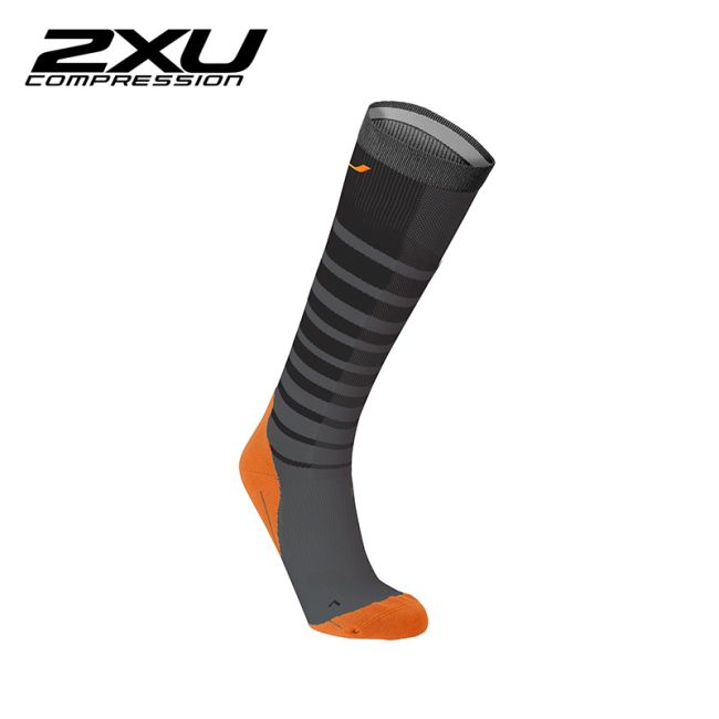 2XU - sosete compresie alegare pentru barbati Striped - negru portocaliu
