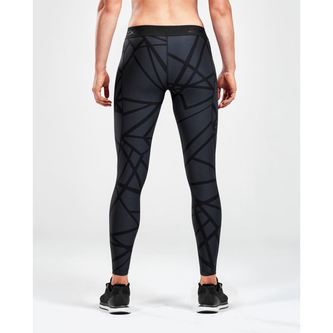 2XU colanti compresie lungi femei Print Accelerate Compression tights - gri inchis negru