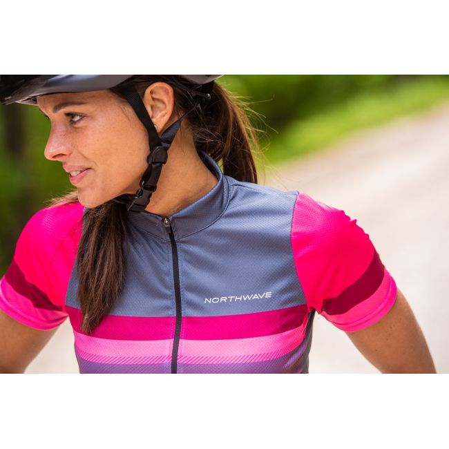Northwave - tricou pentru ciclism cu maneca scurta pentru femei Origin Women Jersey - gri roz magenta