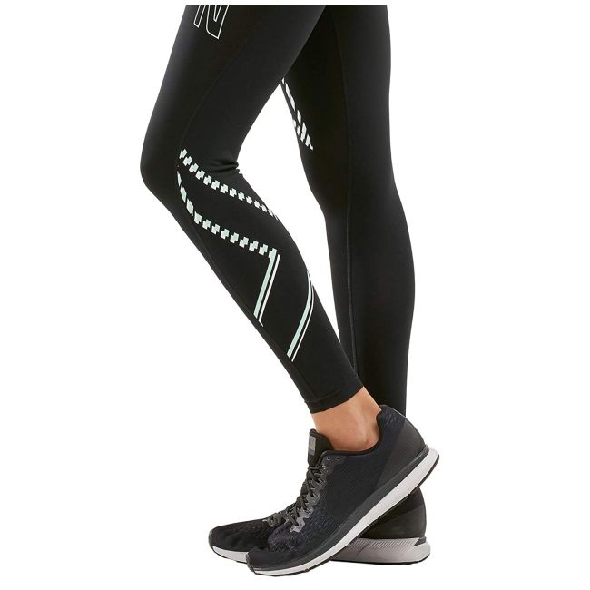 2XU - Colanti de compresie femei talie medie Mid-Rise Compression Tight - Negru alb verde