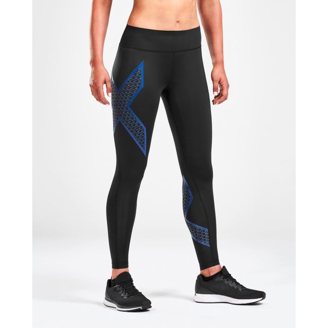 2XU - Colanti lungi compresie pentru femei Bonded Mid-Rise Compression Tights - negru albastru
