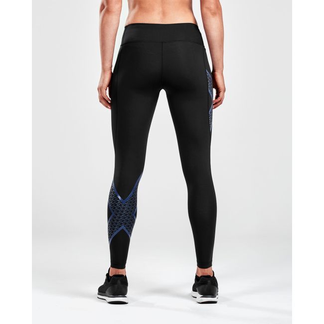2XU - Colanti lungi compresie pentru femei Bonded Mid-Rise Compression Tights - negru albastru