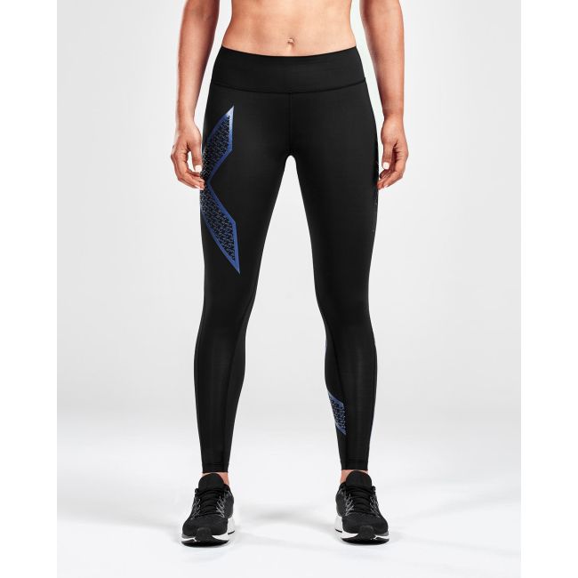2XU - Colanti lungi compresie pentru femei Bonded Mid-Rise Compression Tights - negru albastru