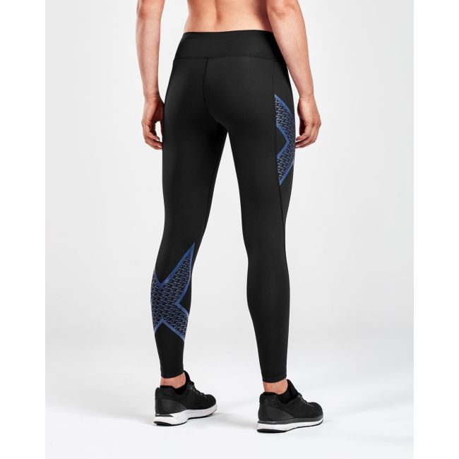 2XU - Colanti lungi compresie pentru femei Bonded Mid-Rise Compression Tights - negru albastru