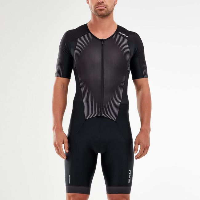 2XU - Costum triathlon barbati PerformFullZip Sleeved Trisuit - negru