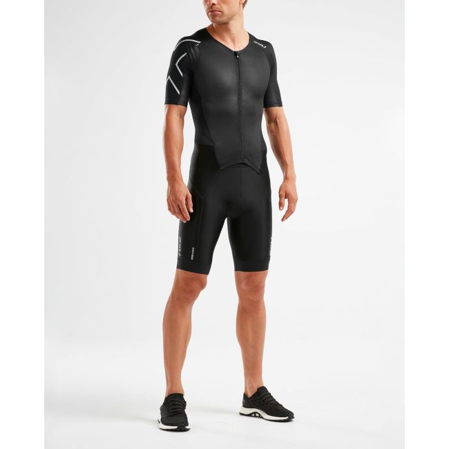 2XU - Costum triathlon barbati PerformFullZip Sleeved Trisuit - negru