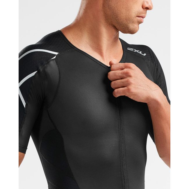 2XU - Costum triathlon barbati PerformFullZip Sleeved Trisuit - negru