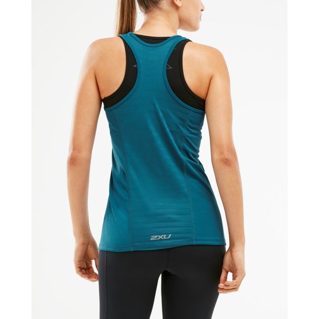 2XU - Maiou femei XVENT Sleeveless Singlet  women - albastru verde inchis Corsair