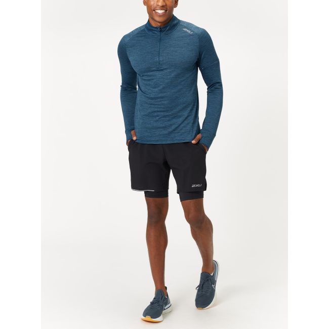 2XU - Pantaloni scurti de alergare pentru barbati 2-in-1 XVENT 7 inch - negru argintiu reflexiv
