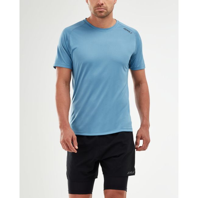 2XU - Tricou tehnic barbati GHST SS Tee - albastru Denim negru Reflexiv