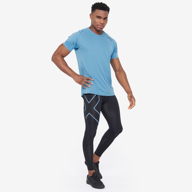 2XU - Tricou tehnic barbati GHST SS Tee - albastru Denim negru Reflexiv