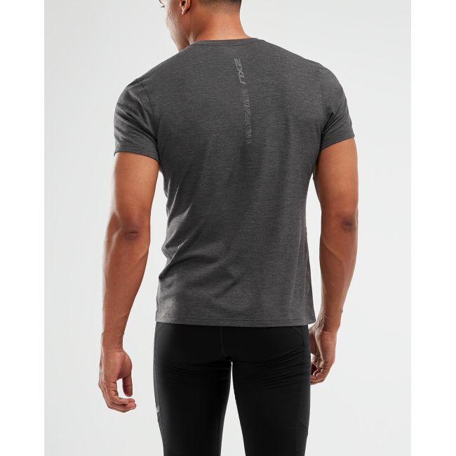 2XU - tricou alergare cu maneca scurta barbati HEAT Short Sleeve - gri inchis