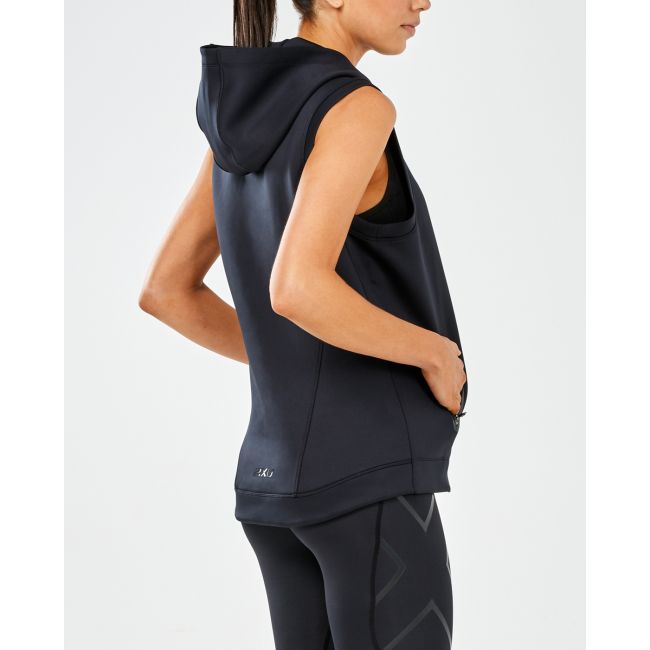 2XU - vesta alergare vreme racoroasa sau calda pentru femei Urban ambition hooded Vest - negru