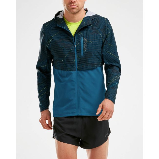 2XU GHST Woven 2 in 1 Jacket - camo albastru - jacheta alergare