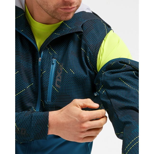 2XU GHST Woven 2 in 1 Jacket - camo albastru - jacheta alergare