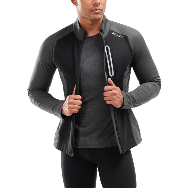 2XU geaca vreme rece barbati Wind Defence Membrane Jacket - gri inchis negru