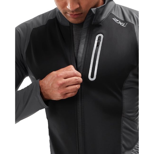 2XU geaca vreme rece barbati Wind Defence Membrane Jacket - gri inchis negru