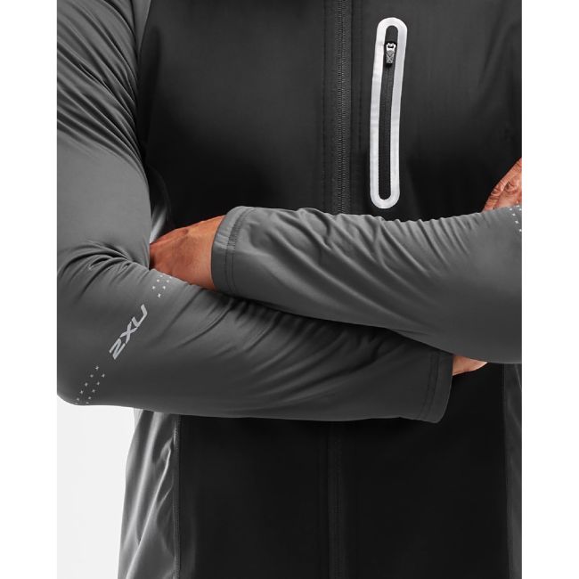 2XU geaca vreme rece barbati Wind Defence Membrane Jacket - gri inchis negru