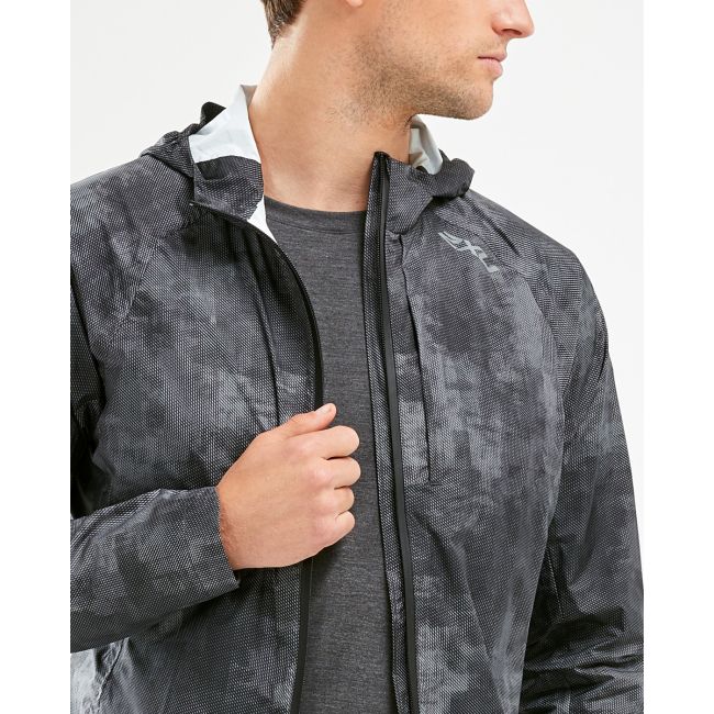 2XU geaca waterproof alergare ploaie pentru barbati Pursuit AC Shell - gri camulfaj digital