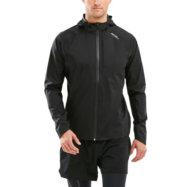 2XU geaca waterproof alergare ploaie pentru barbati Pursuit AC Shell - negru