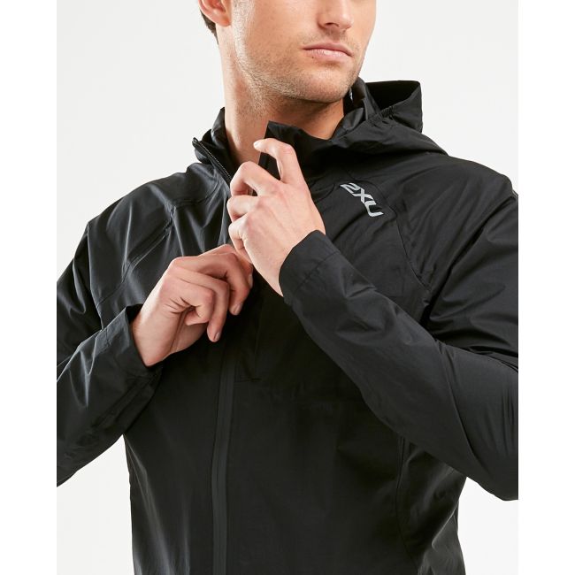 2XU geaca waterproof alergare ploaie pentru barbati Pursuit AC Shell - negru