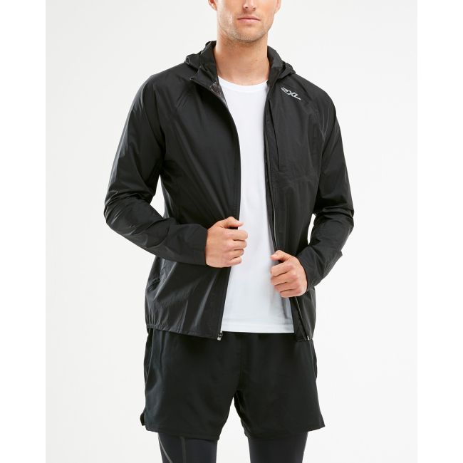 2XU geaca waterproof alergare ploaie pentru barbati Pursuit AC Shell - negru