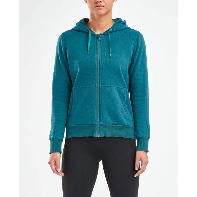 2XU hanorac cu fermoar pentru femei URBAN Zip Thru Hoodie - verde teal