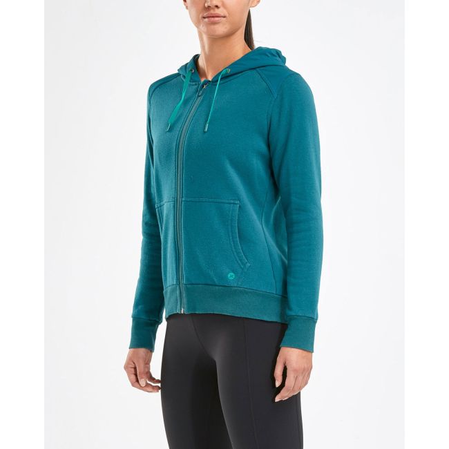 2XU hanorac cu fermoar pentru femei URBAN Zip Thru Hoodie - verde teal