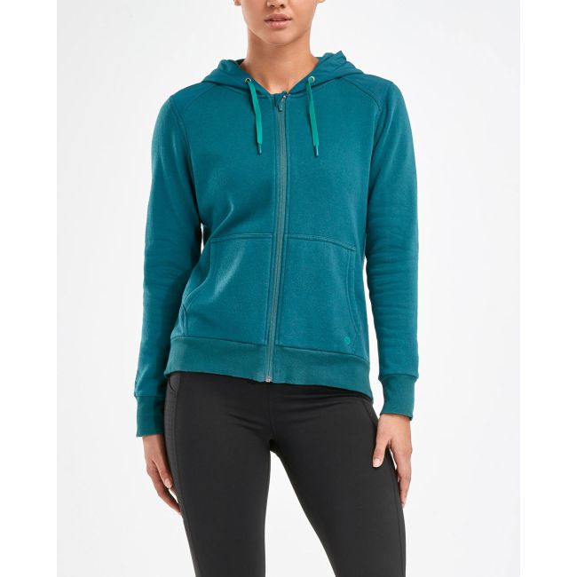 2XU hanorac cu fermoar pentru femei URBAN Zip Thru Hoodie - verde teal