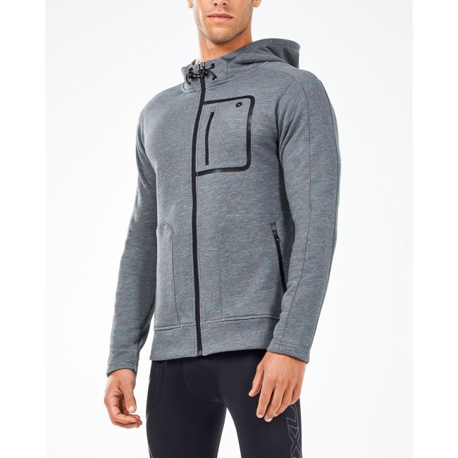 2XU - Hanorac maneca lunga barbati URBAN Full Zip Hoodie - gri carbune