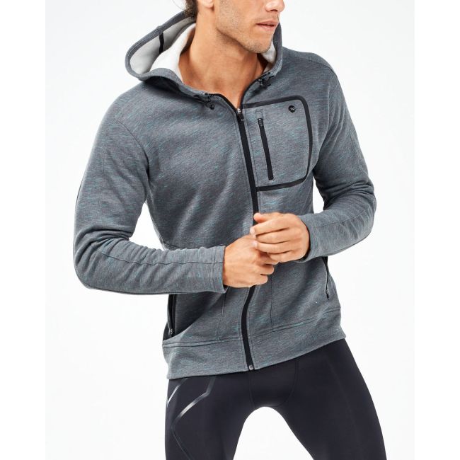 2XU - Hanorac maneca lunga barbati URBAN Full Zip Hoodie - gri carbune