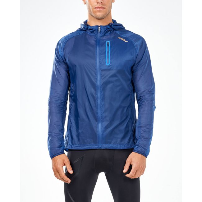 2XU - Jacheta alergare barbati GHST Phantom Jacket - albastru Navy auriu