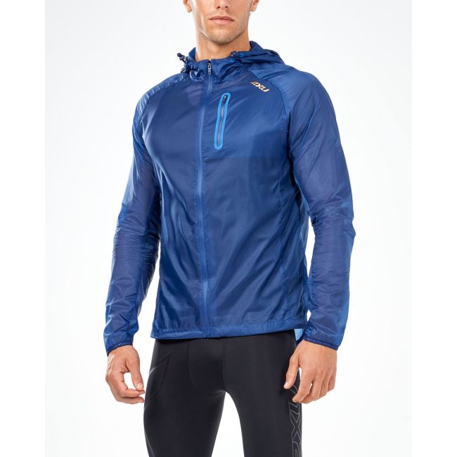 2XU - Jacheta alergare barbati GHST Phantom Jacket - albastru Navy auriu