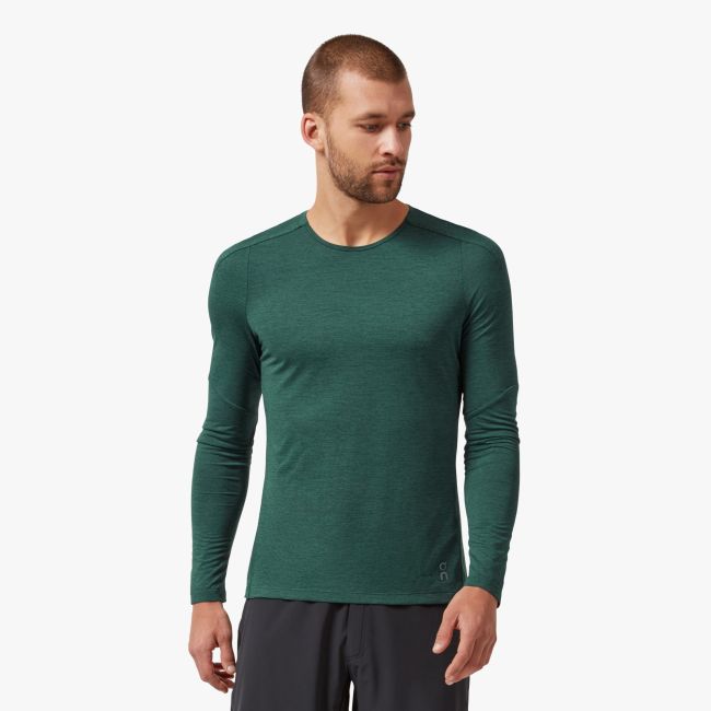 On Performance-T - bluza tehnica cu maneca lunga pentru barbati - verde Evergreen negru