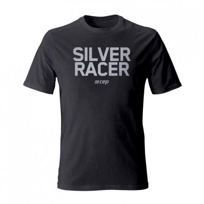 CEP Tricou alergare  brand metalized barbati - negru argintiu