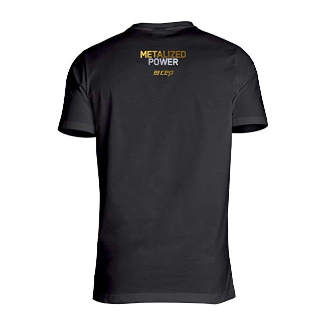 CEP Tricou alergare  brand metalized barbati - negru auriu