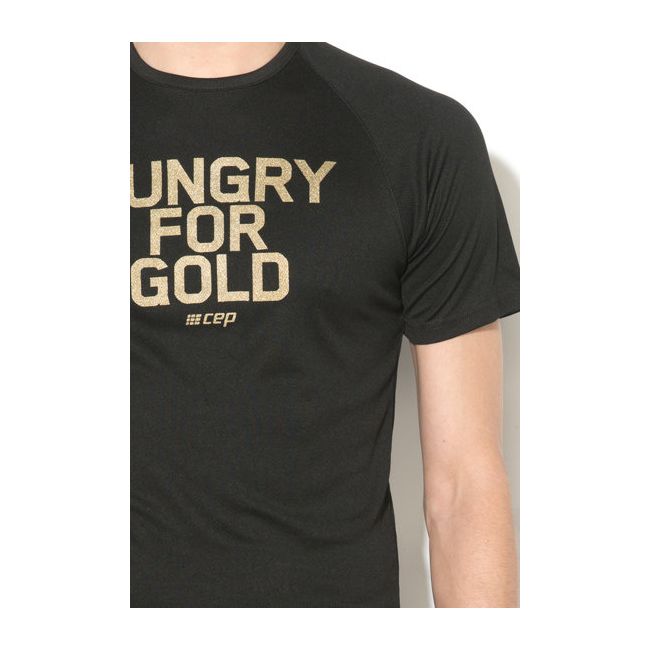 CEP Tricou alergare  brand metalized barbati - negru auriu